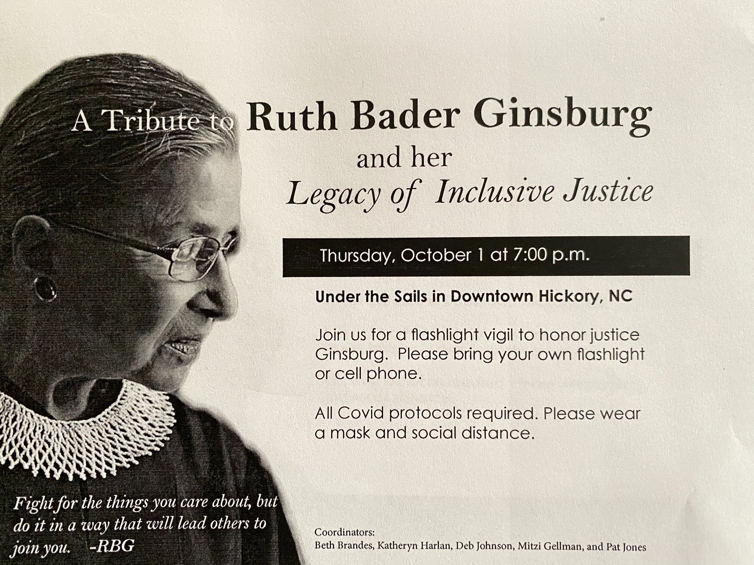 Candlelight Vigil in honor of Ruth Bader Ginsburg
