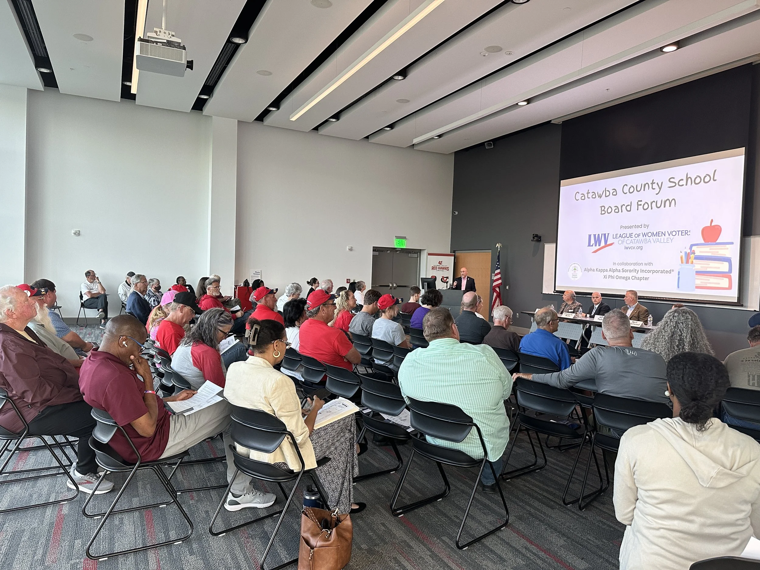 The audience is in place.