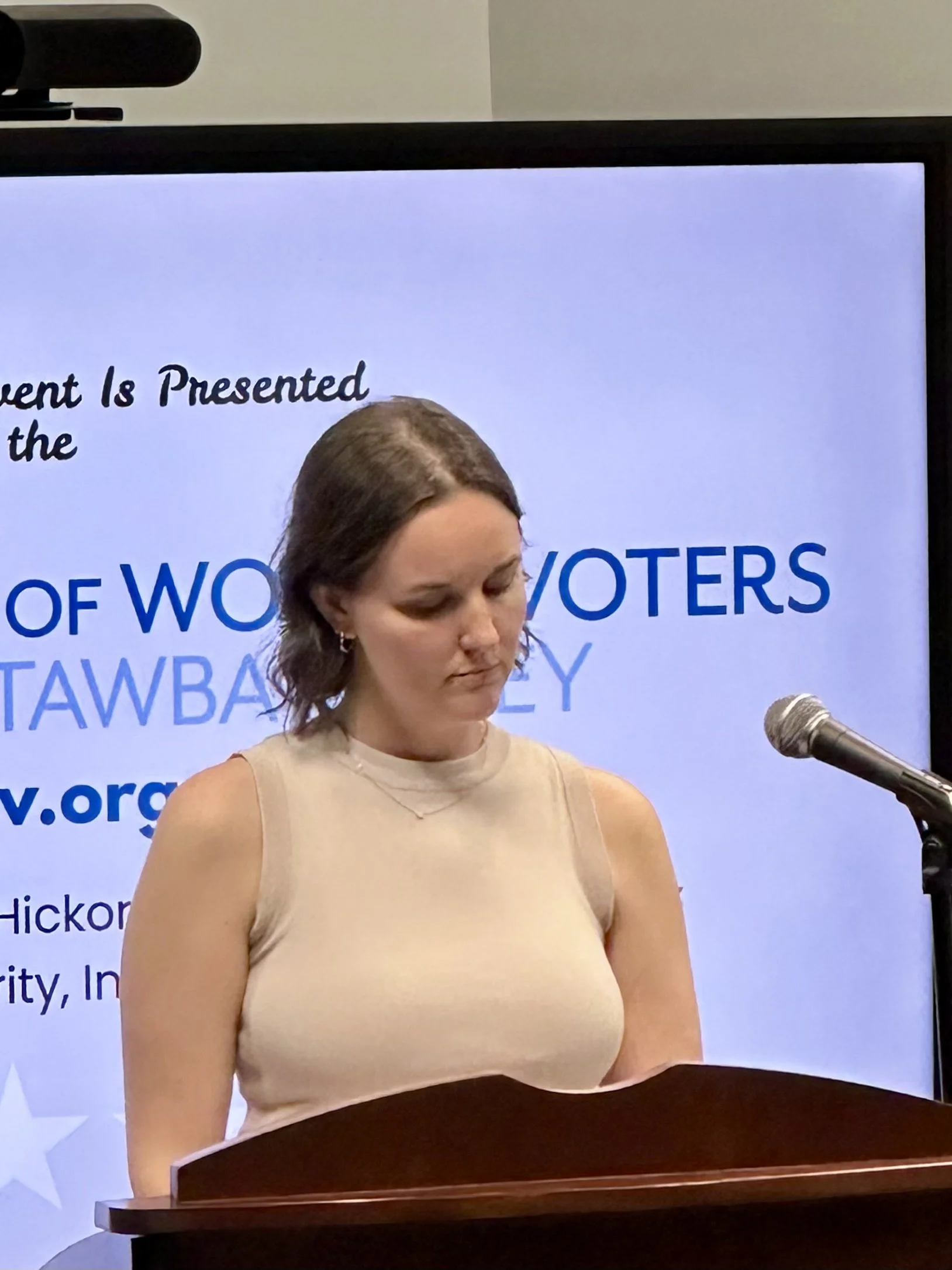 Virginia Annable, moderator, prepares next question.