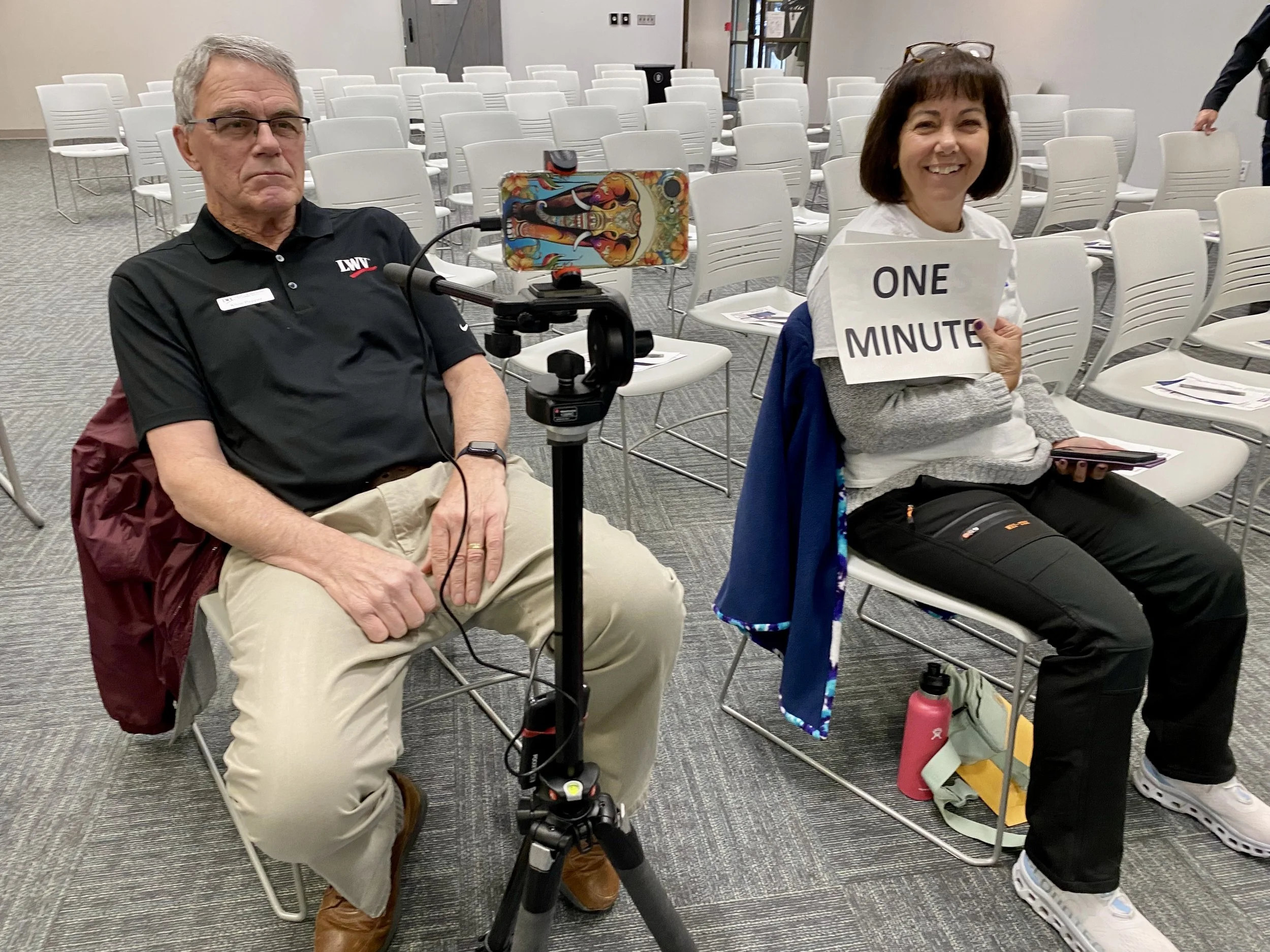 Cameraman and timekeeper were ready.