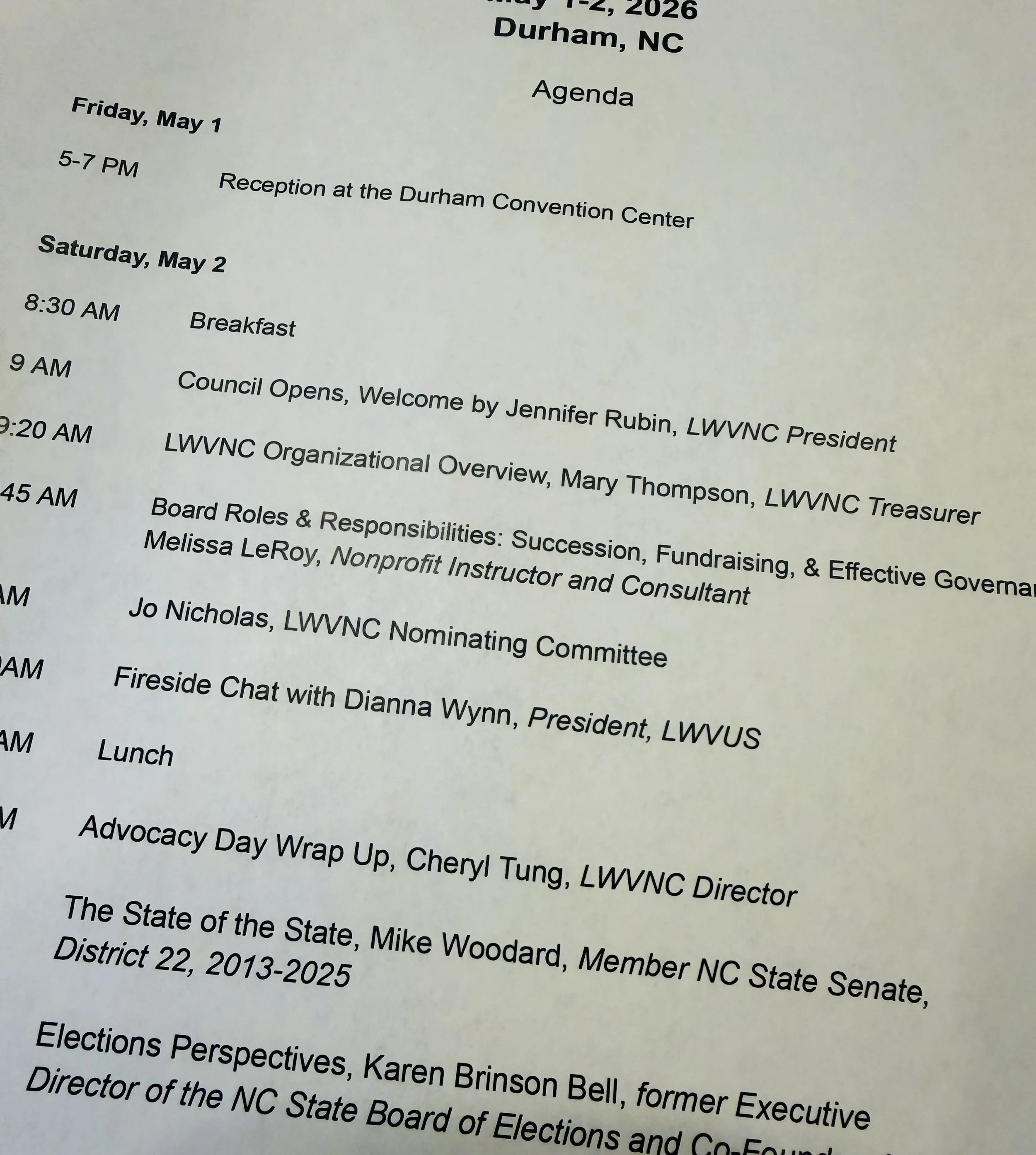 A packed agenda.  And always on schedule!