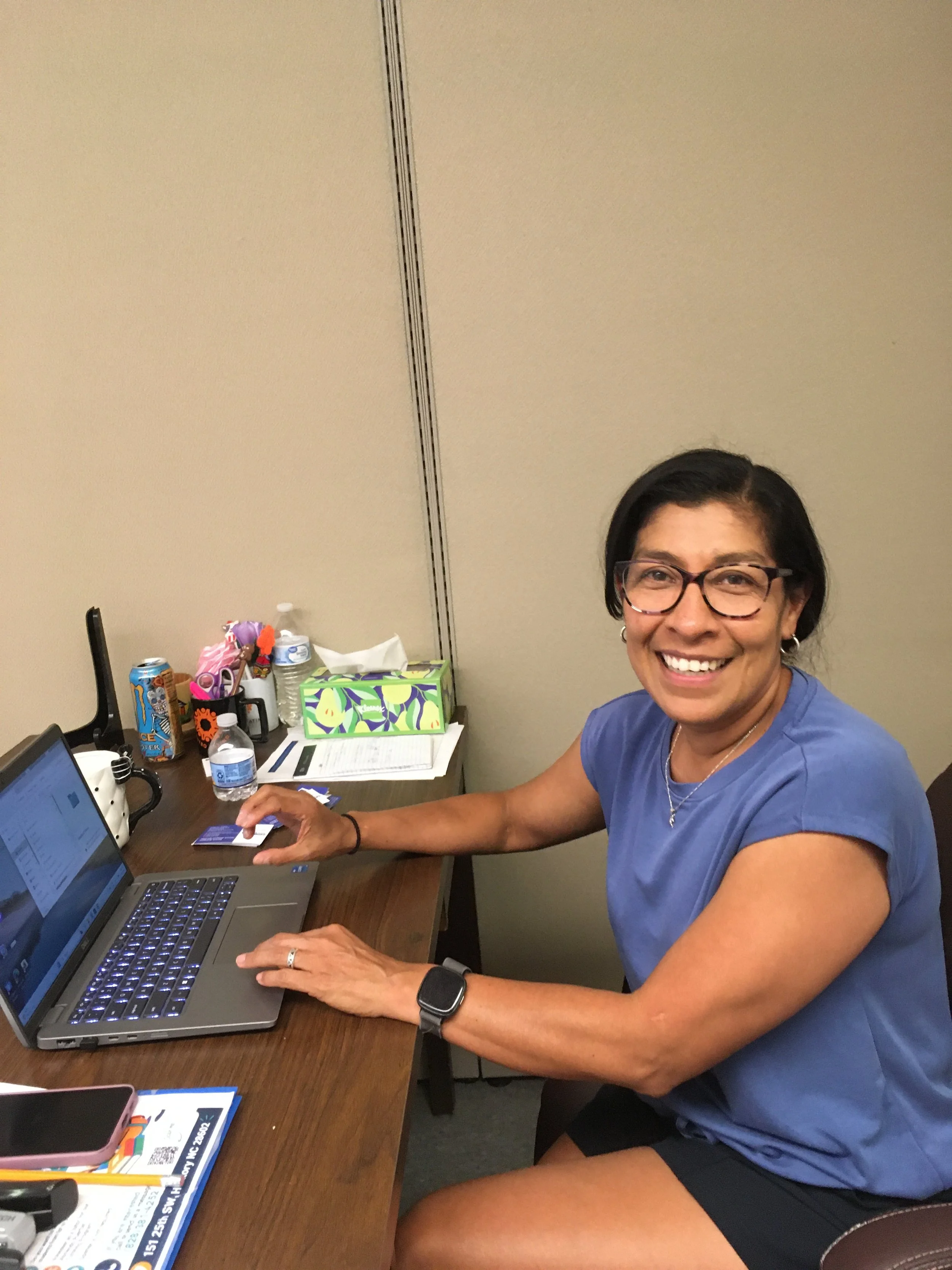 Soraya Place ready to begin the session.
