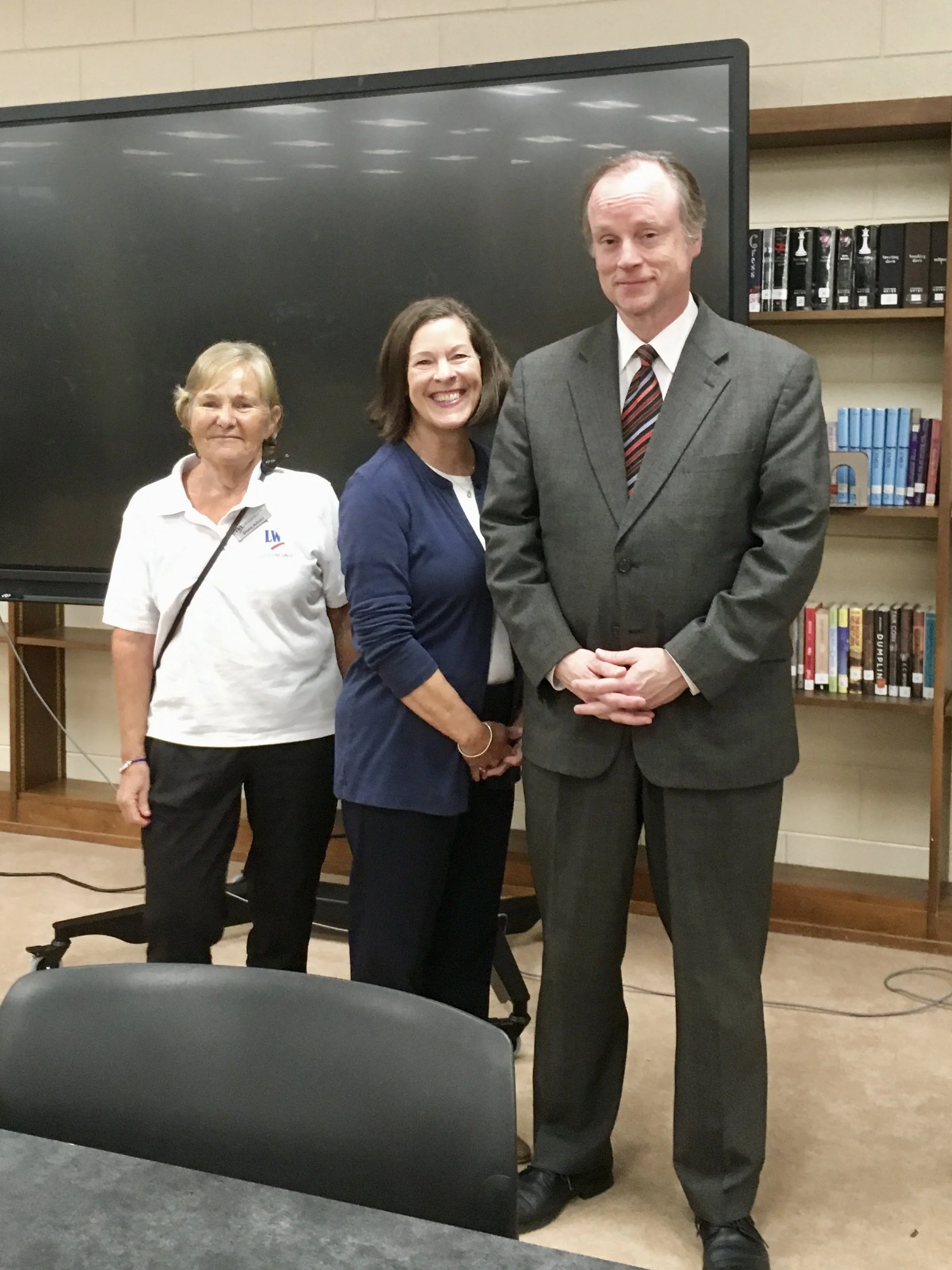 Diane Arbour (LWVCV), Jill Patton and David Hood (CC Board of Elections)