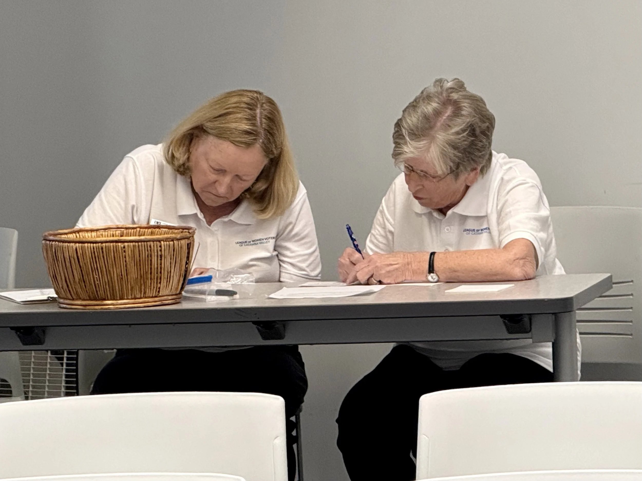 Vetting table volunteers preparing