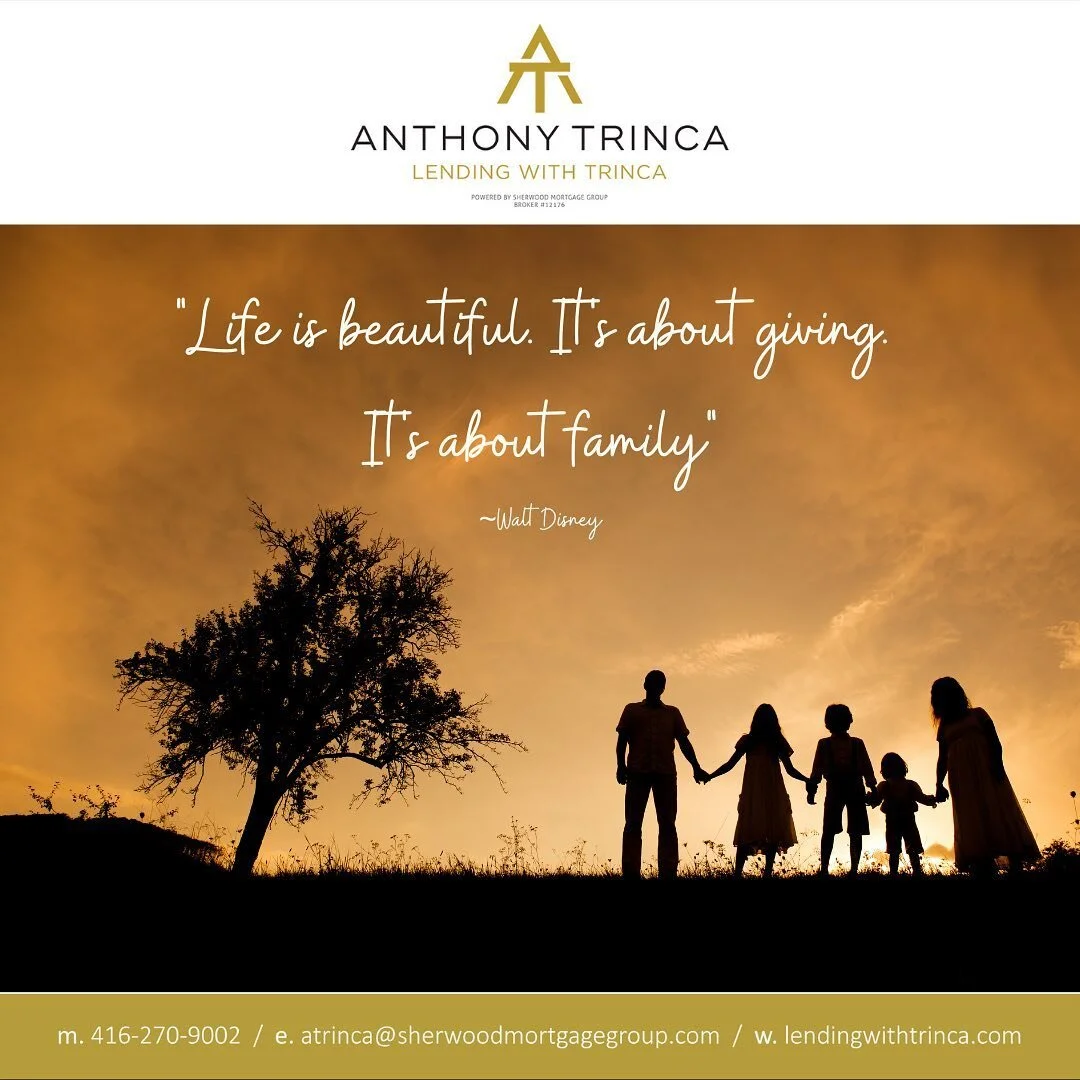 Happy Family Day
.
.
.
Anthony Trinca
Mortgage Agent
Sherwood Mortgage Group #12176
416-270-9002
Atrinca@sherwoodmortgagegroup.com

#sherwoodmortgagegroup #mortgageagent #realtors #bankers #self-employed #lendingwithtrinca #royallepage #century21 #fo