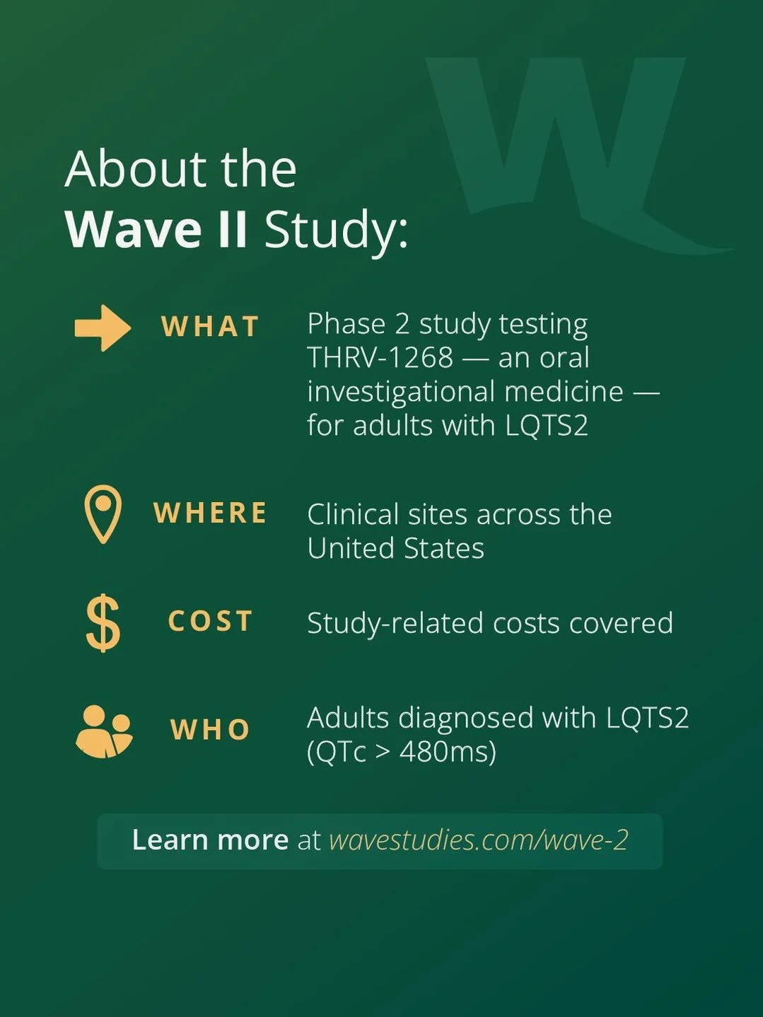We know considering a clinical study comes with questions. Our study team is here to help. 💚 

Visit wavestudies.com/wave-2 to learn more.