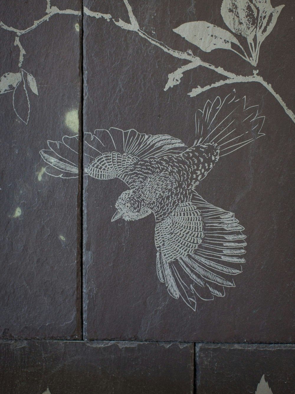 The bird crosses two panels without breaking stride. That's not an accident, that's understanding your material before you make a single decision.

It's what sits at the core of the Rocky River project. Two distinct preferences, two different sensibi