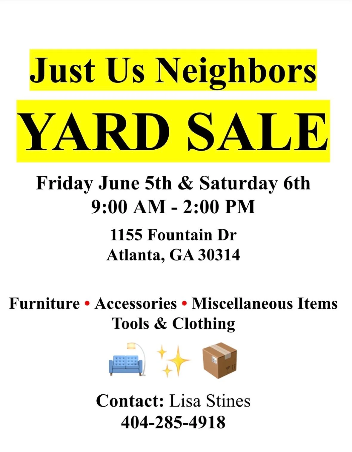 Just Us Neighbors Yard Sale