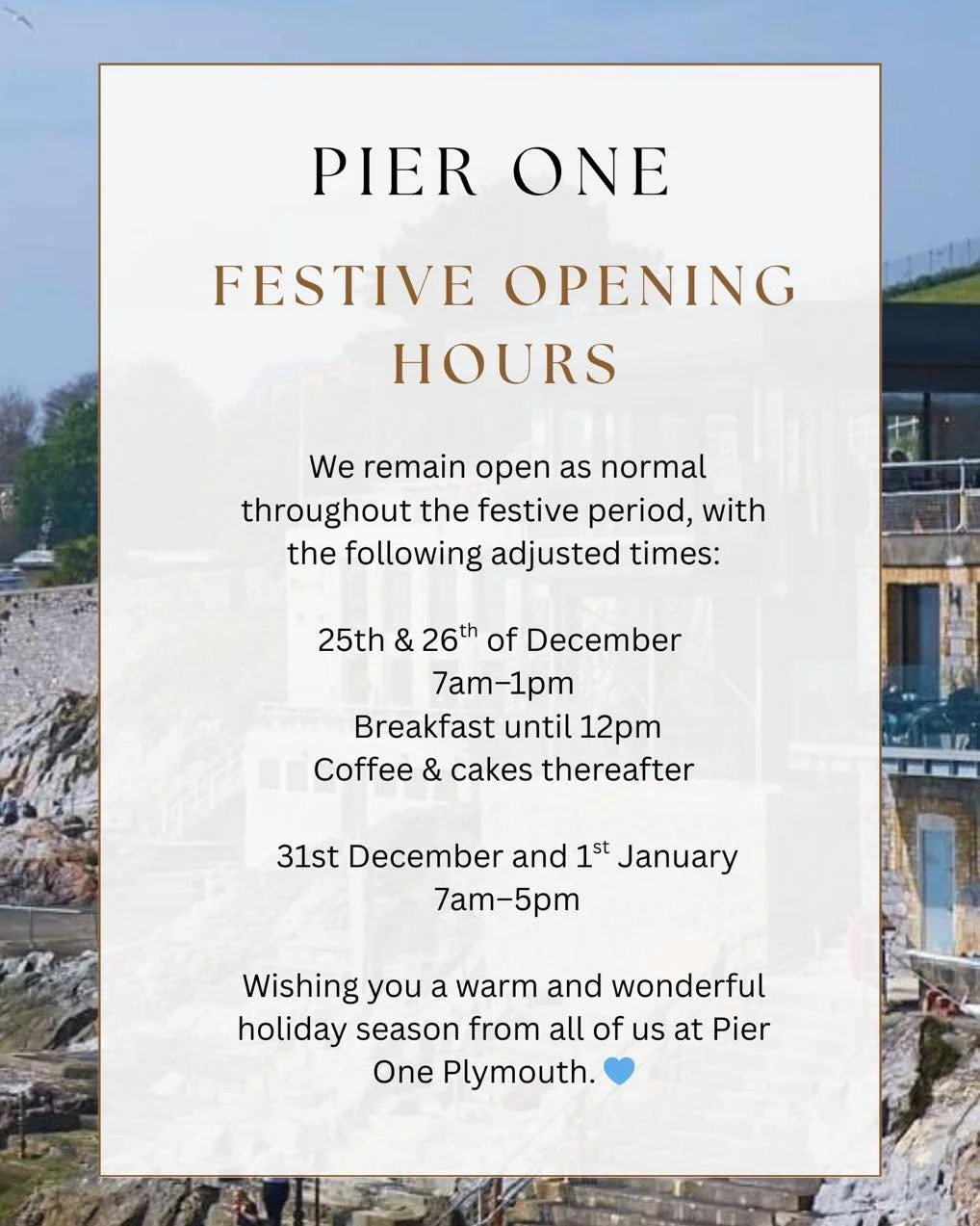✨Festive Opening Hours at Pier One✨