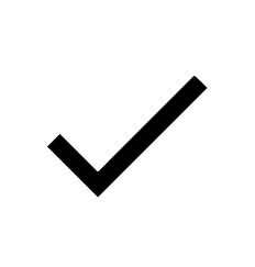 A black check mark inside a black circle