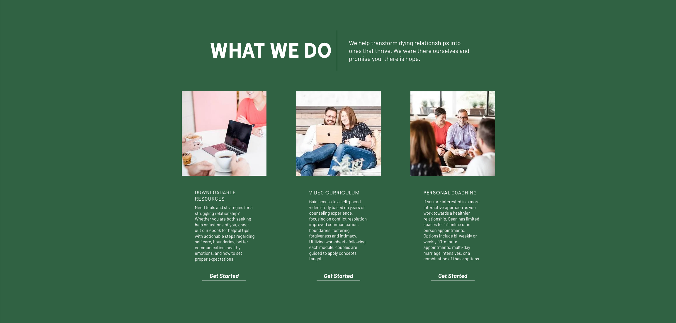 Eleven Marriage services section showing brand photography and layout design by Shana Wooley, demonstrating cohesive visual identity across web touchpoints