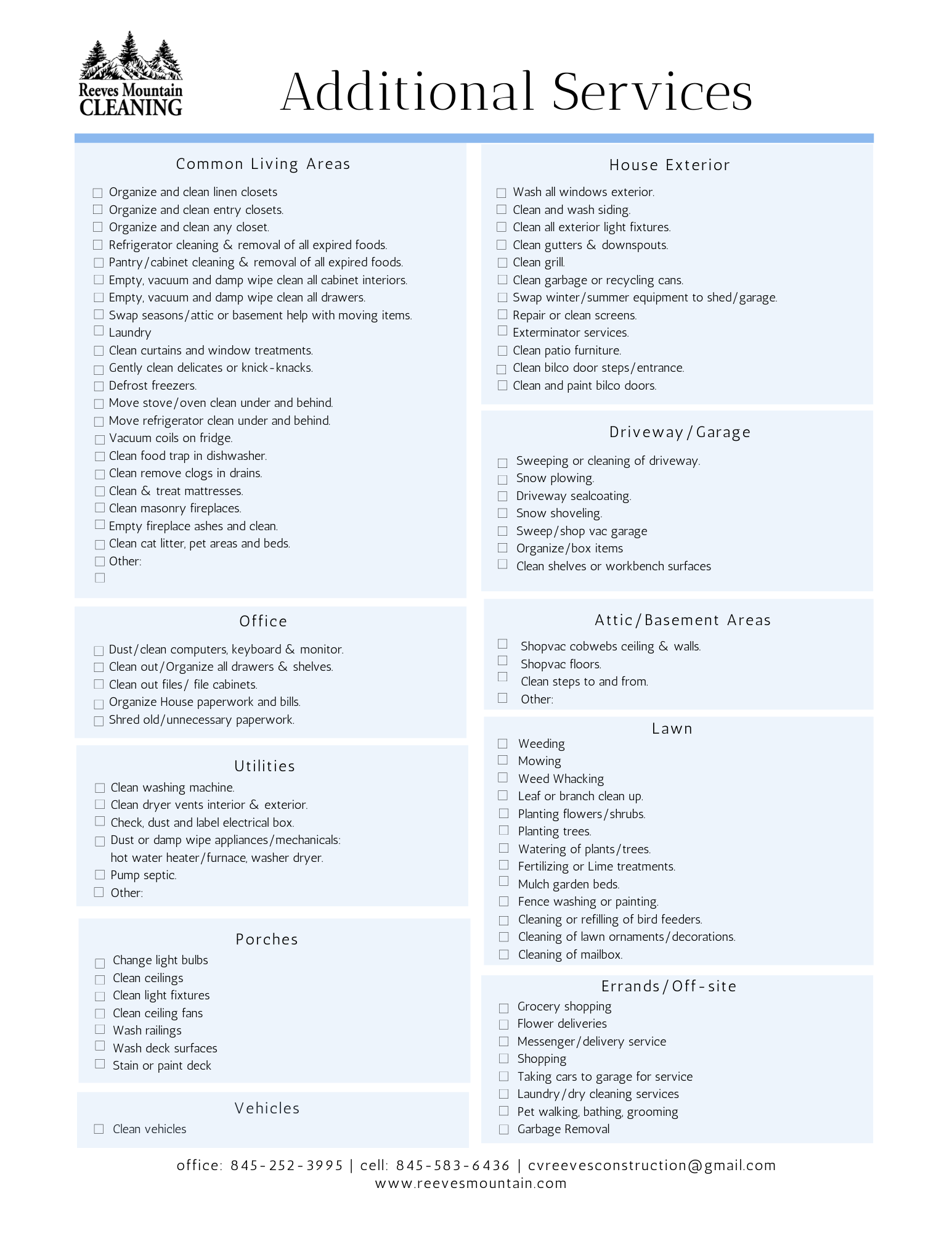 Services 1 — Reeves Mountain