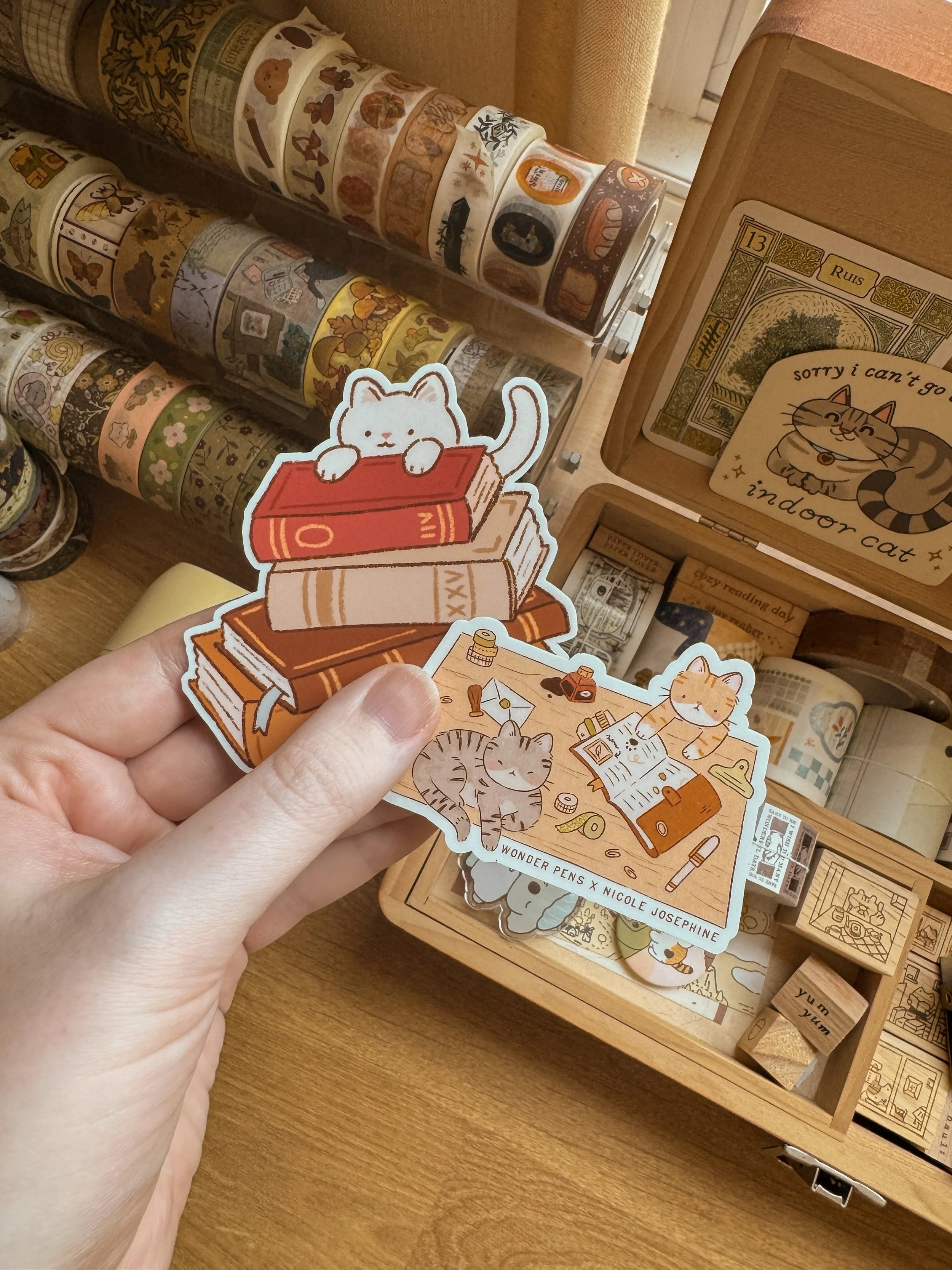 new stickers coming to my @wonderpens pop up this weekend!!📚 i&rsquo;ll have lots of the exclusive collab stickers available :-)