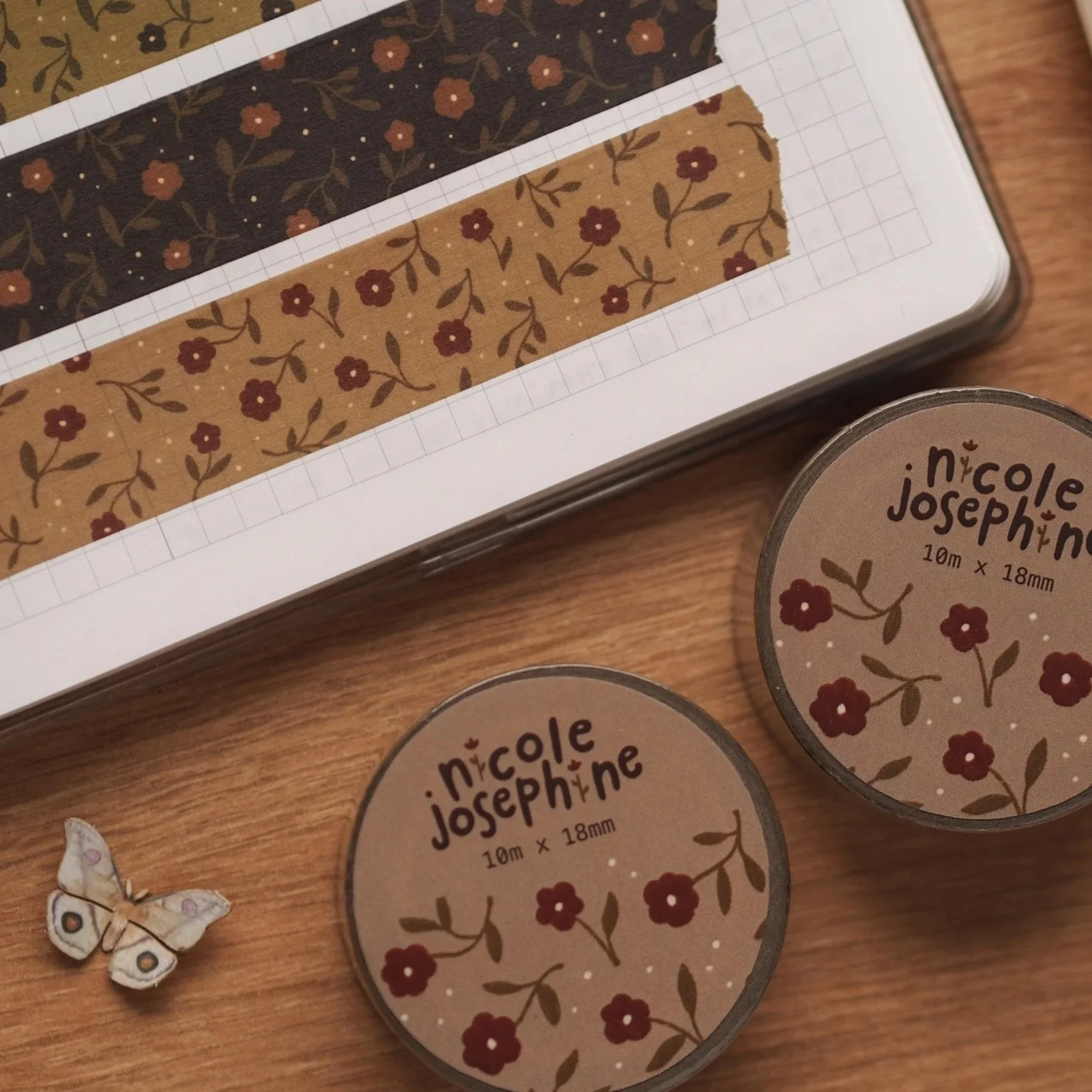 Brown Floral Washi Tape