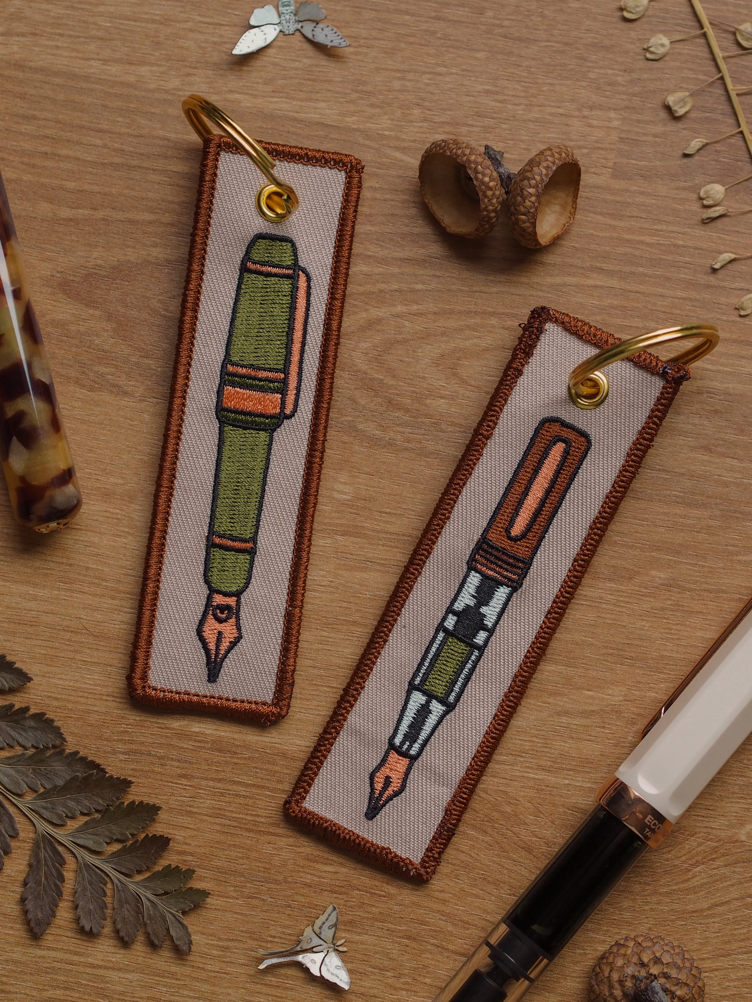 Fountain Pen Embroidered Key Tag