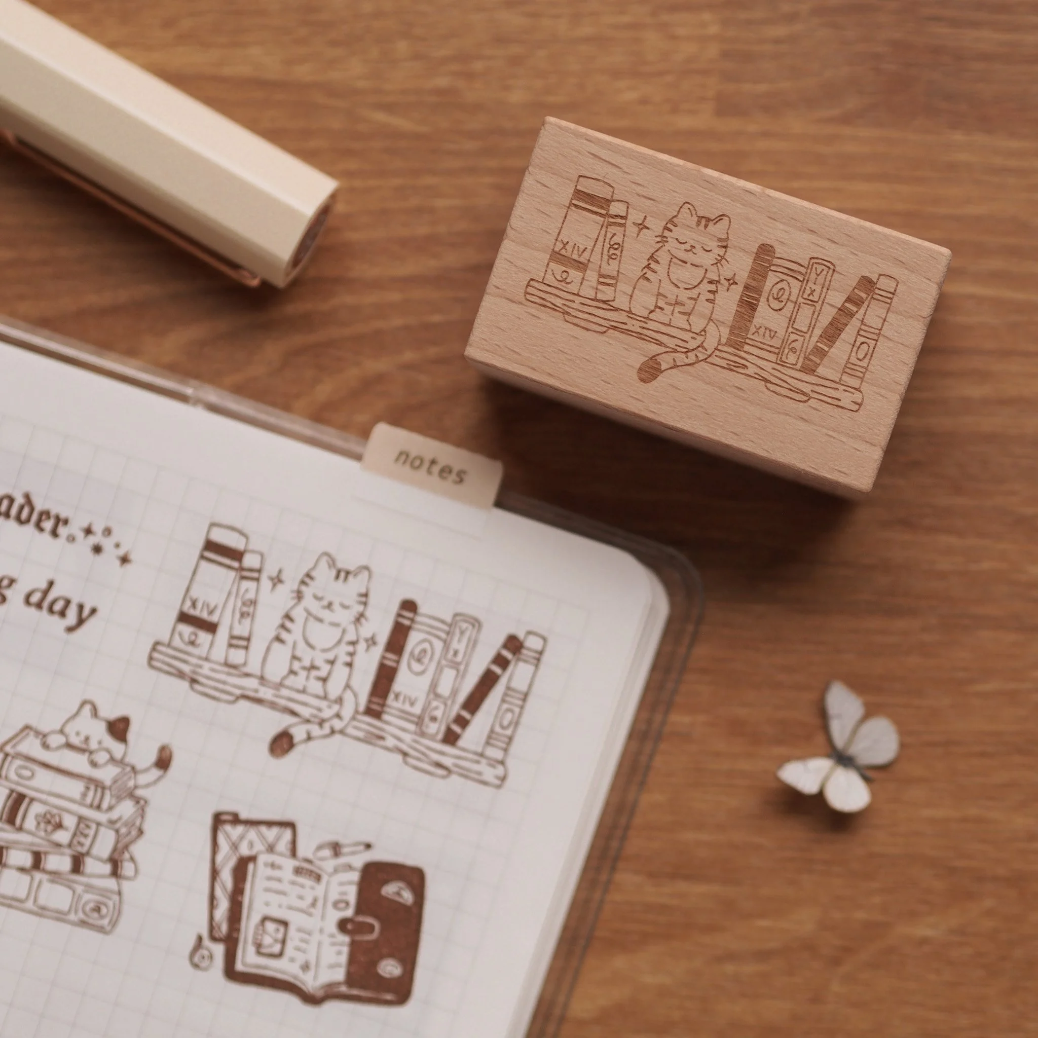 Cat Shelf Wooden Stamp