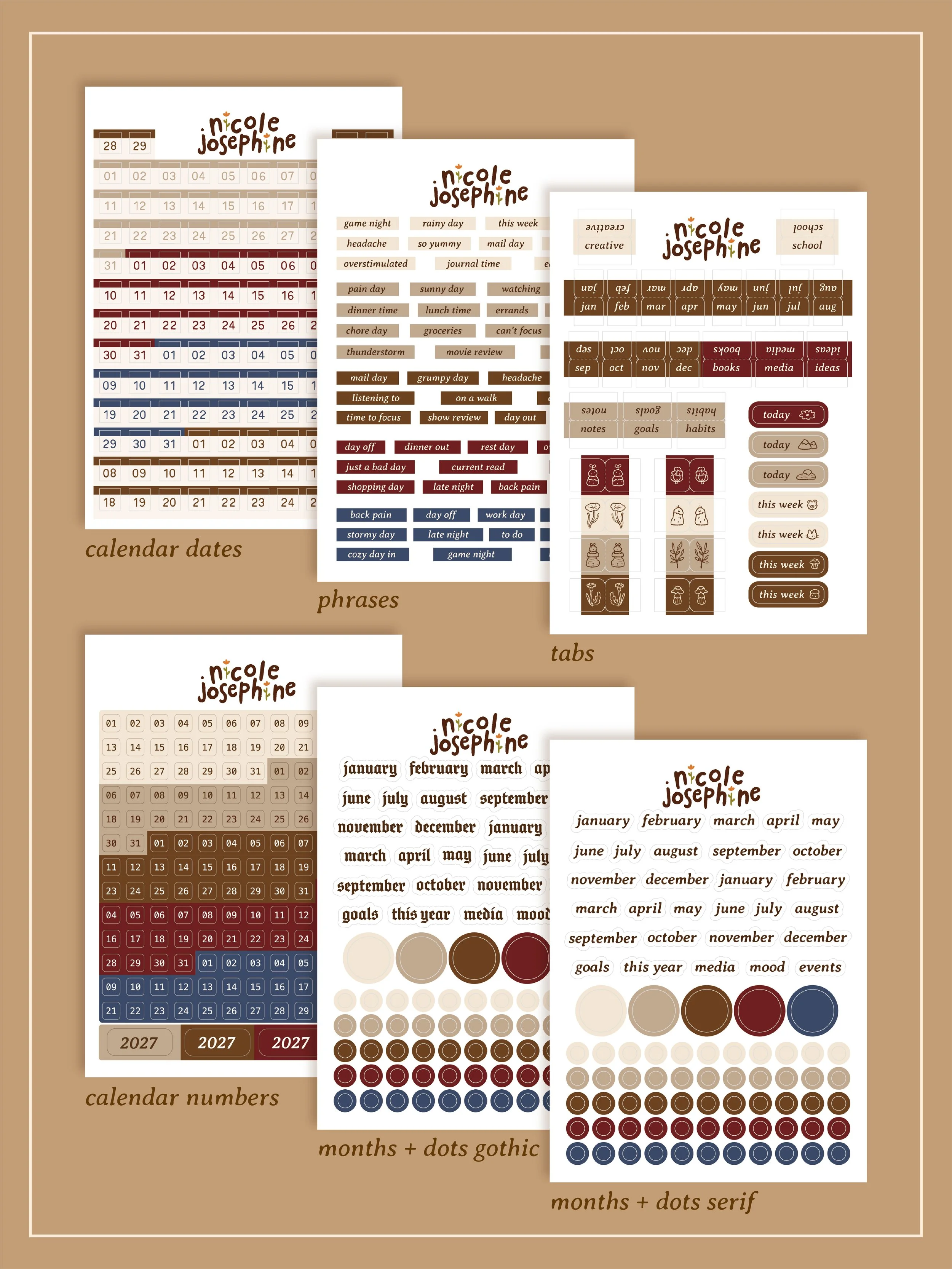 PREORDER - Functional Sticker Sheets 2027
