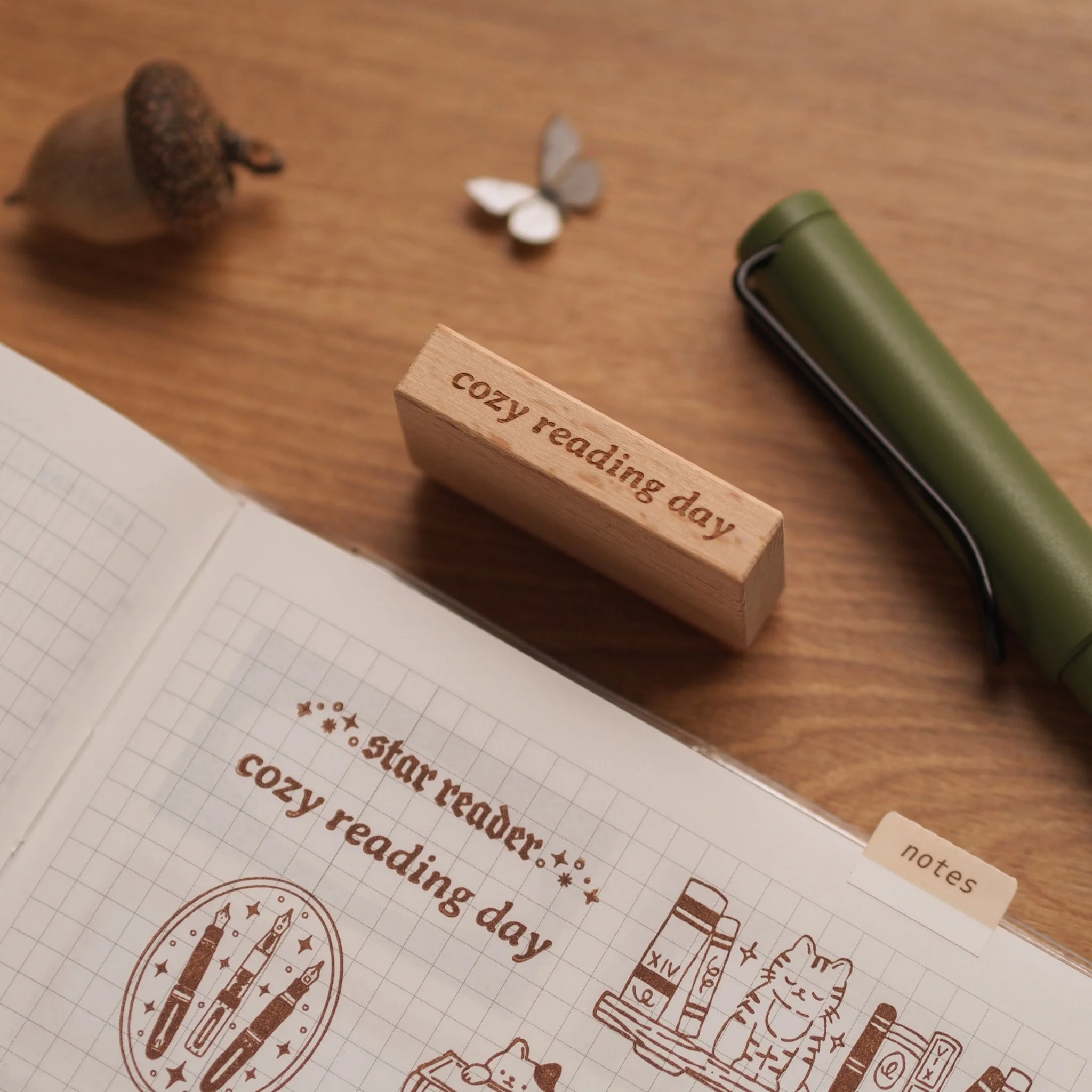 Cozy Reading Day Wooden Stamp