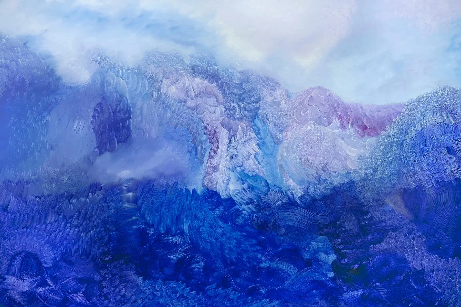 Contemporary art oil painting Mische technique Macrocosm to microcosm oceanic abstract painting