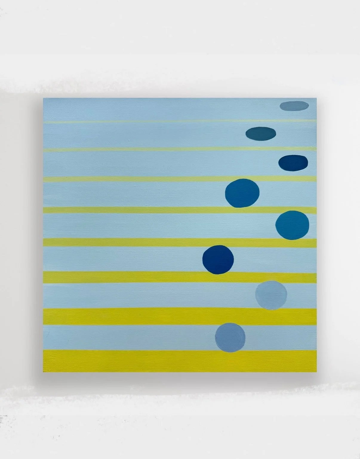 Sunrise Blue Circles, oil painting, 16" x 16" 