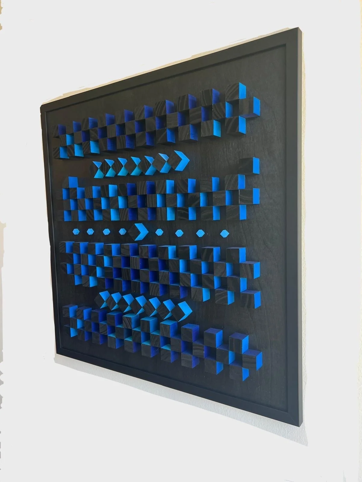 Cubic Wave #5 Right Side View, 24" x 24" with 1" black frame