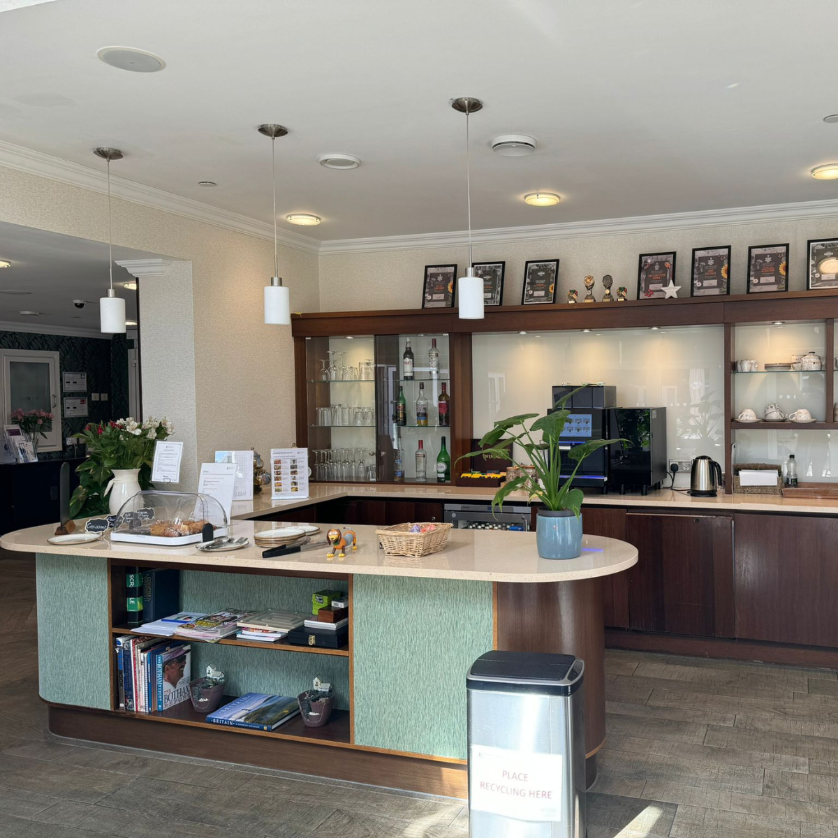 Care home kitchen/island area.