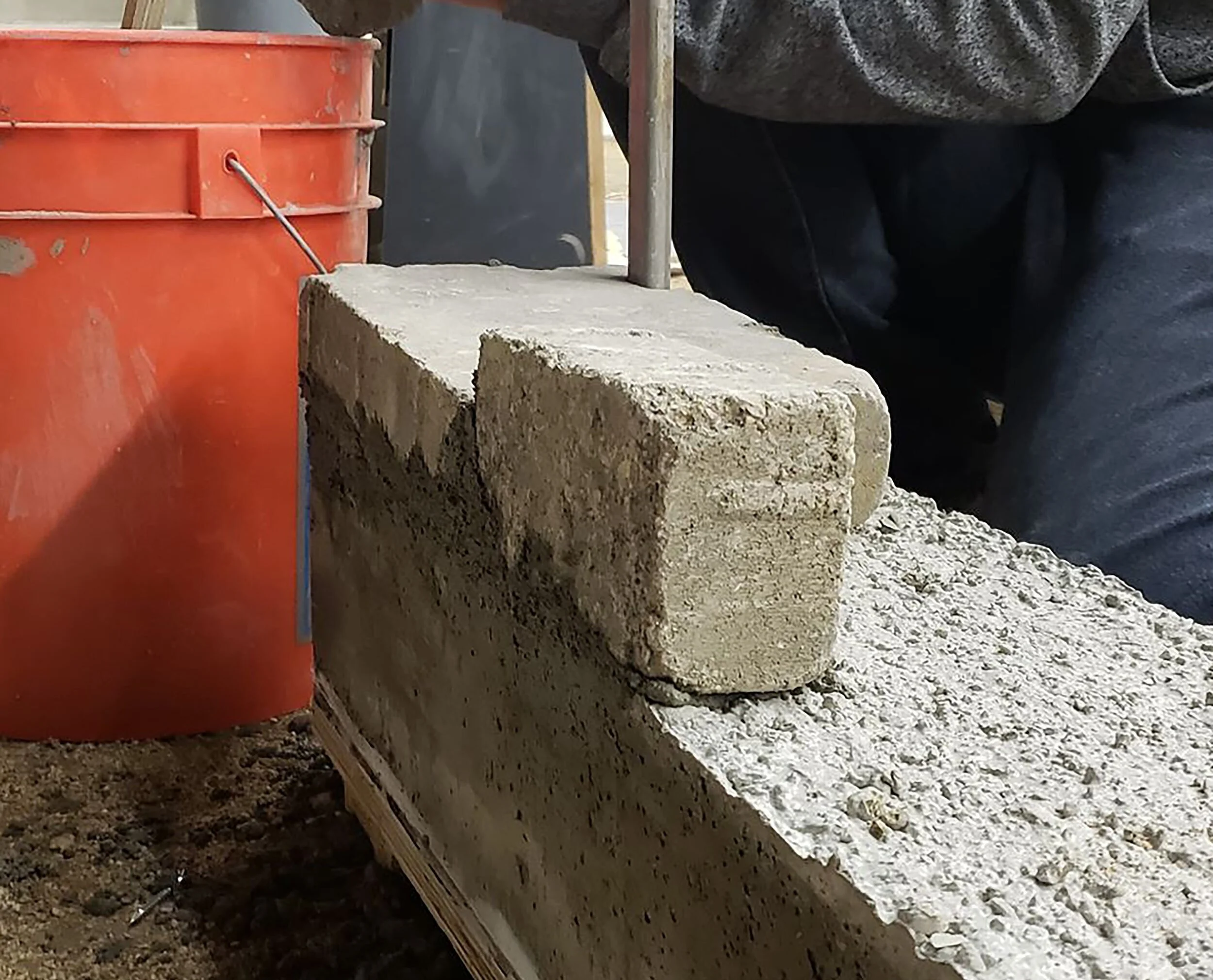 Stone on concrete using mortar