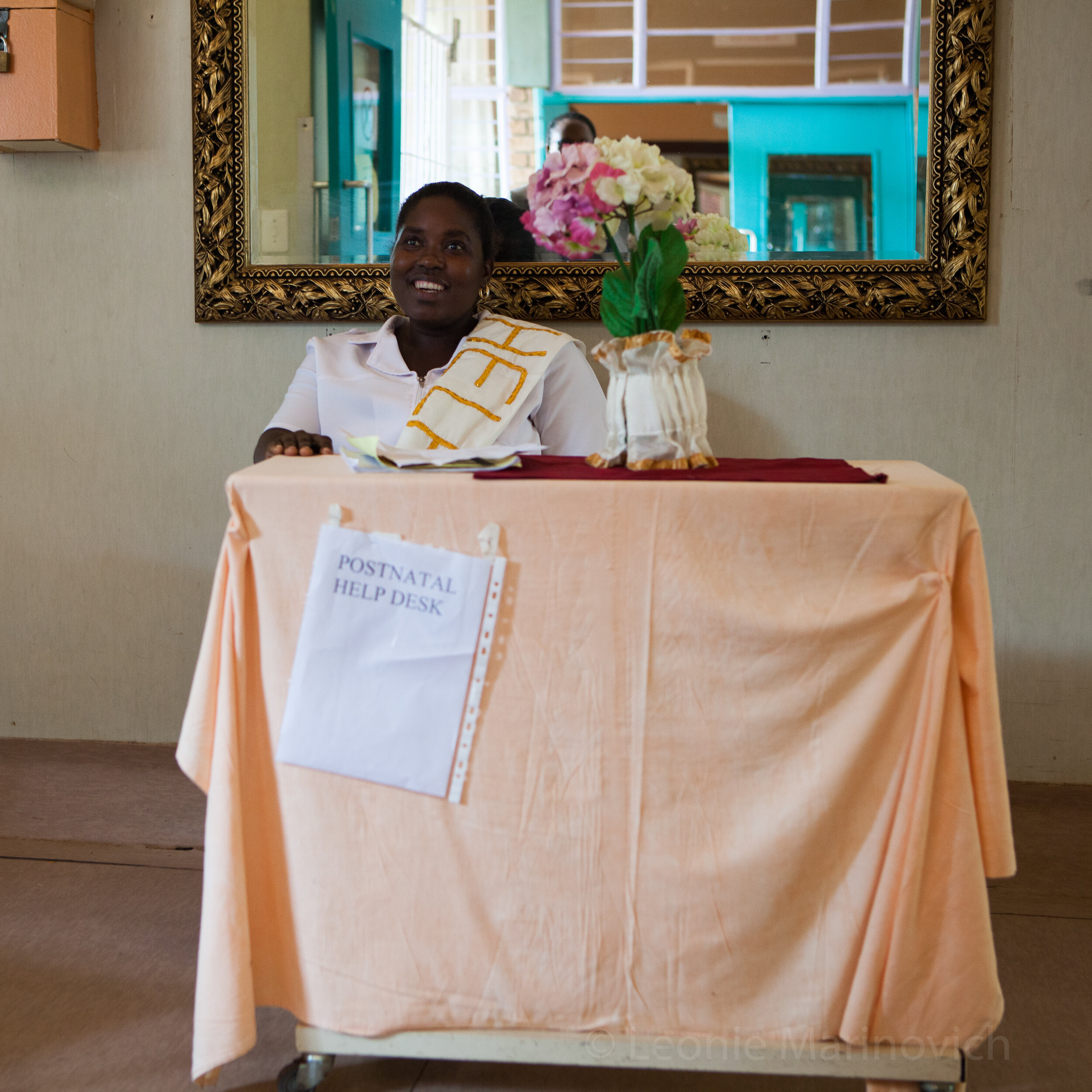  The Postnatal help desk at Malamulela district hospital in Limpopo province, South Africa. 