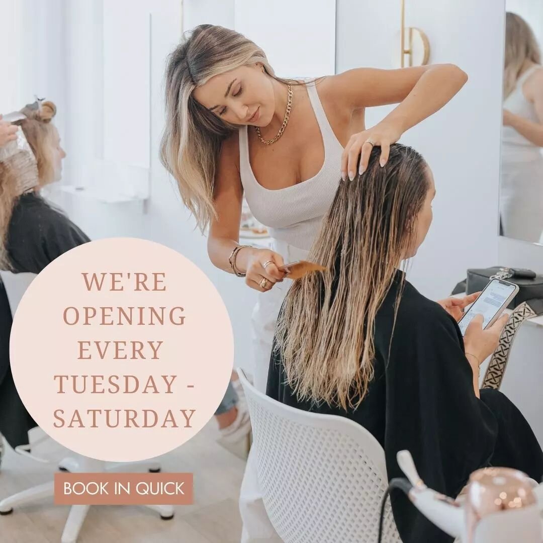 Spring is just around the corner and before we know it, silly season will be here! Please contact us asap to book in your colour appointments to avoid disappointment- especially for Saturdays and evenings. 
​
From October 11th we will be open Tuesday