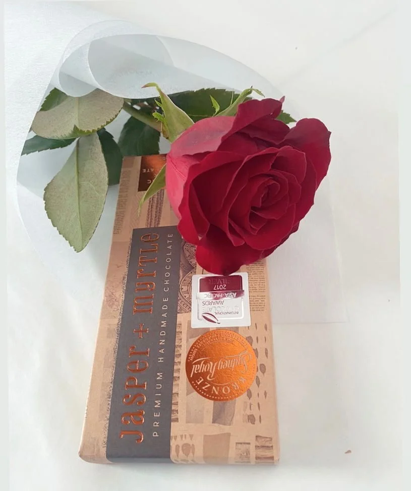 Eight Stems - V day single rose and choc.JPG