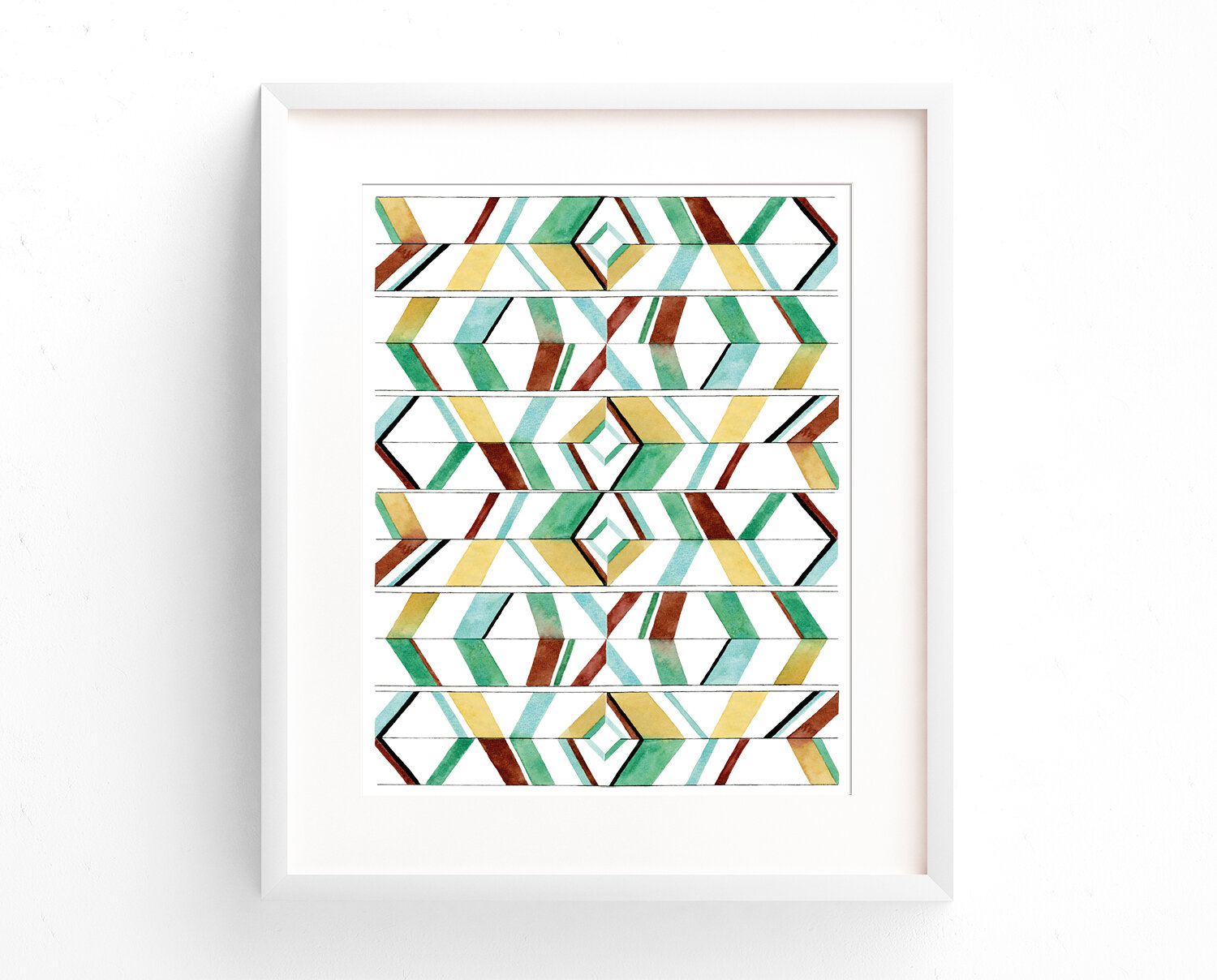 Blue and Green Abstract Pattern Print
