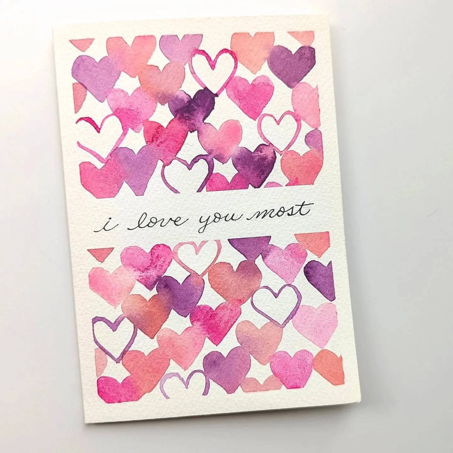 Happy Valentine's Day!❤️❤️❤️ 
I enjoyed creating this loose watercolor design for one of my favorite people.😍 I have been using hot pressed paper for my most recent designs, but wanted to switch back to cold pressed for this one. Which paper do you 