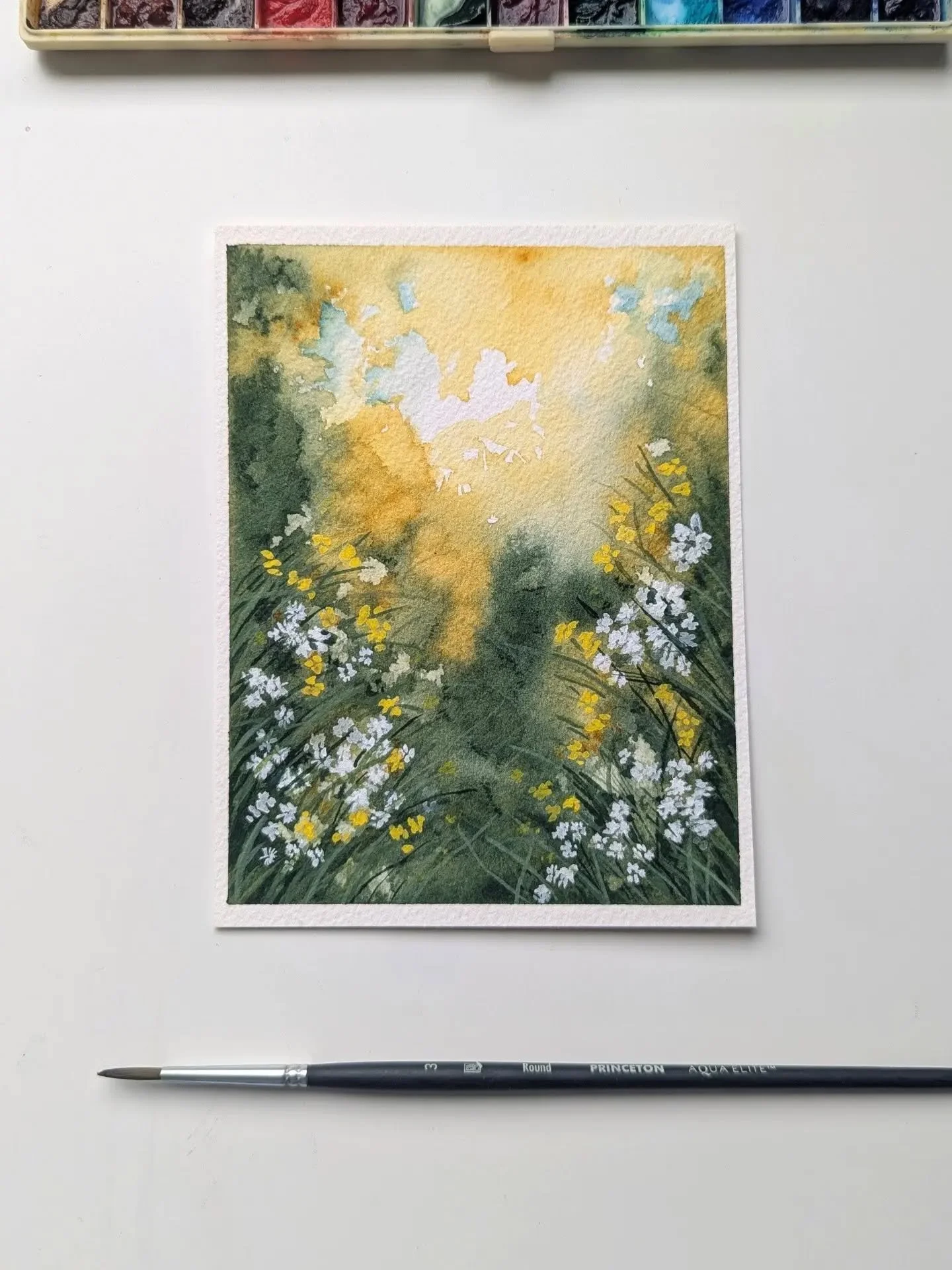 Been working on a few pieces lately as I experiment using watercolor and gouache together. I love the whimsical feel of this one.❤️ 
.
Original for sale. DM me if interested.🎨
.
.
.
#watercolorillustrations #goauchepainting #abstractwatercolor #wate