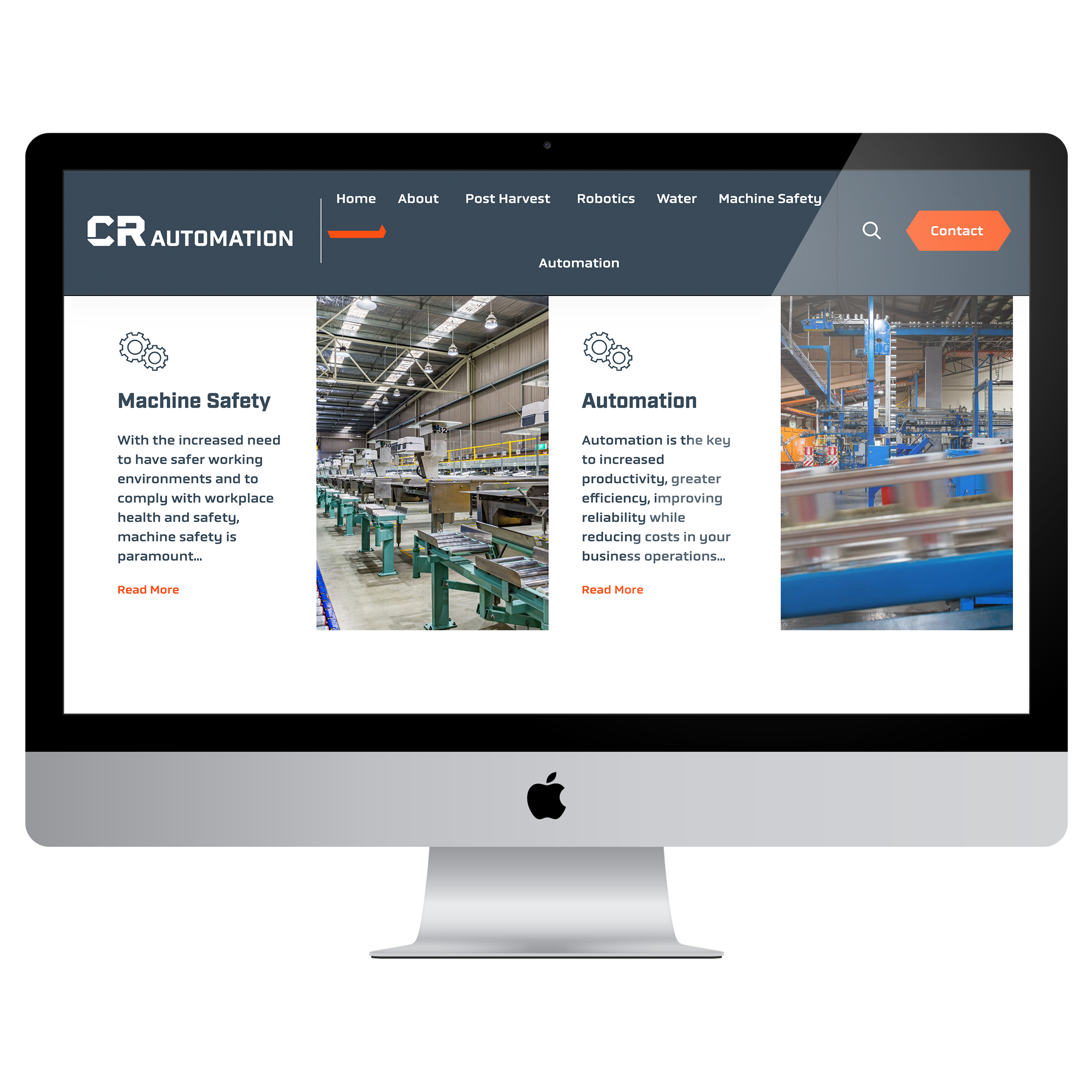 An image of the CR Automation website displayed on a computer screen
