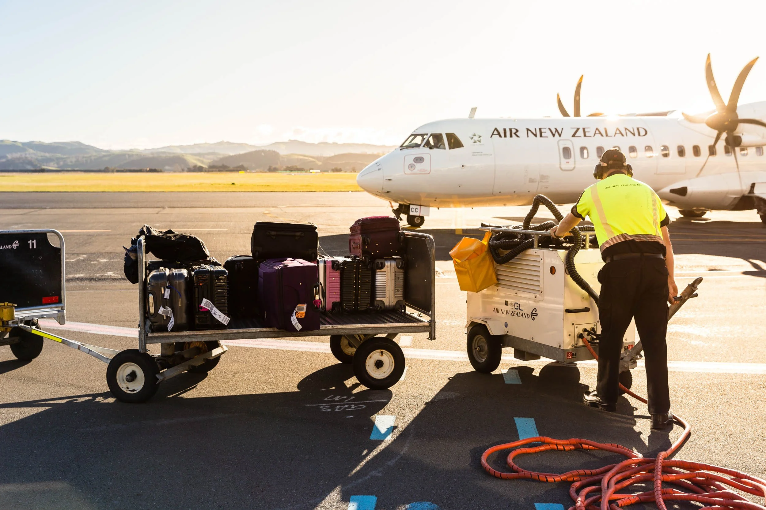 A luggage handler at Hawke's Bay Airport