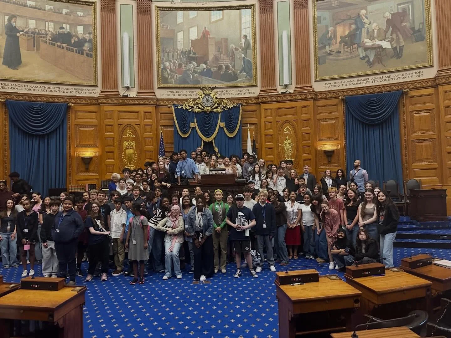 Last week, every 8th grader in Cambridge Public Schools came to the Statehouse to present their Civics Action Projects. This was my second time participating in the event. We had some great discussions in the House chamber, but what really impressed 