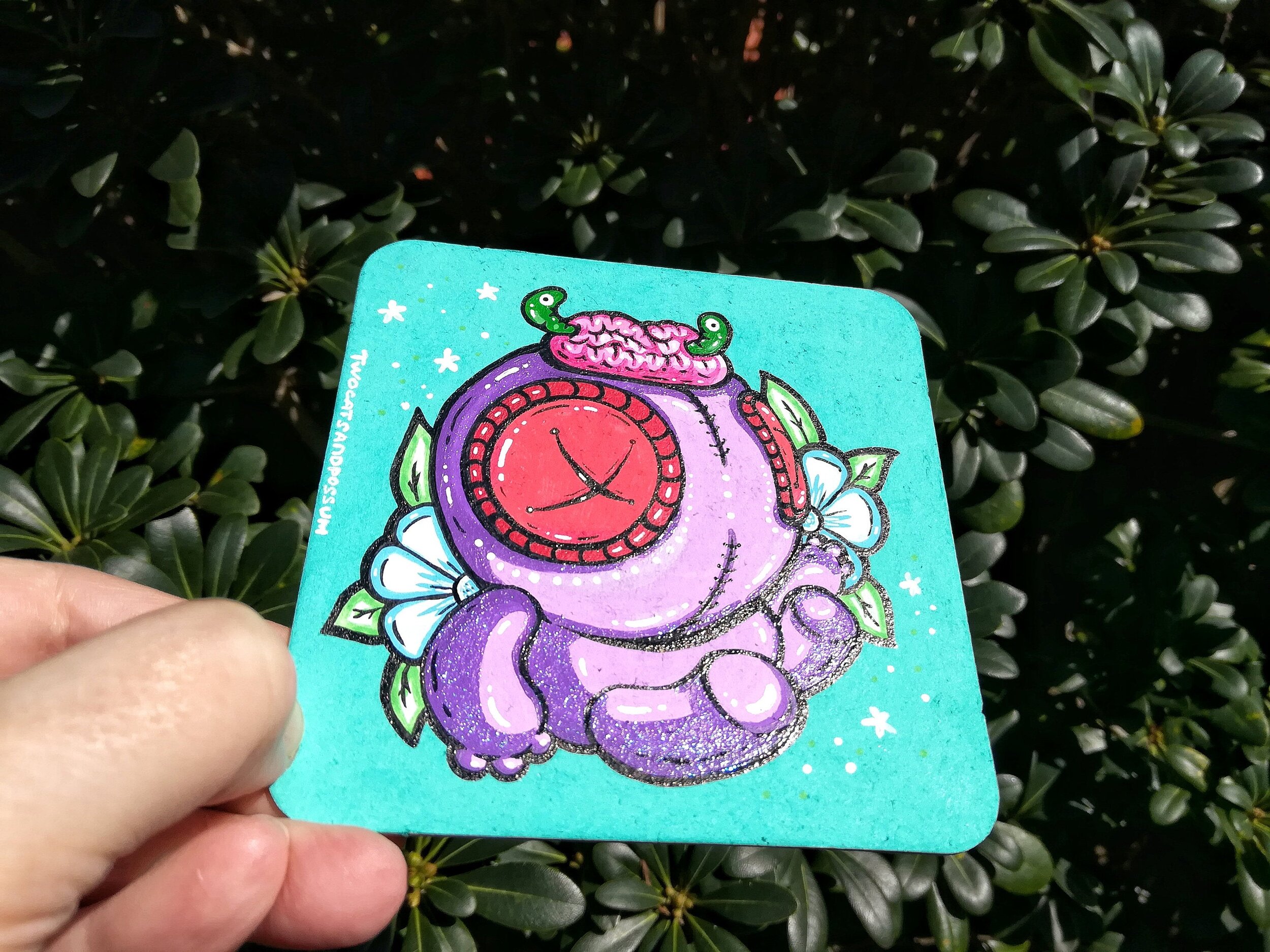 voodoo doll art coaster