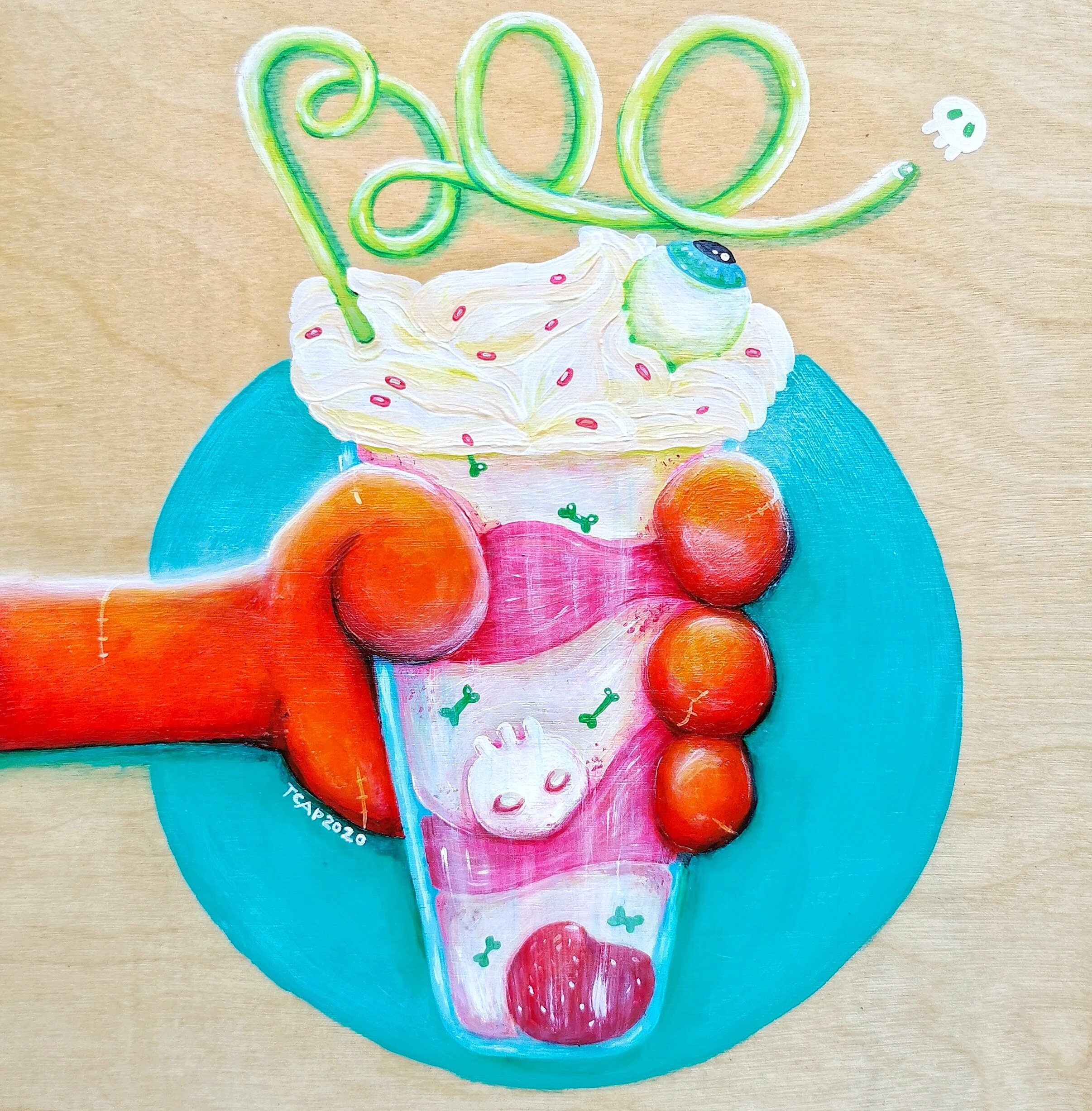 voodoo doll holding milkshake