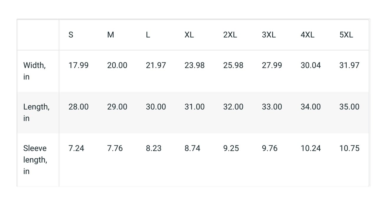 t-shirt size guide