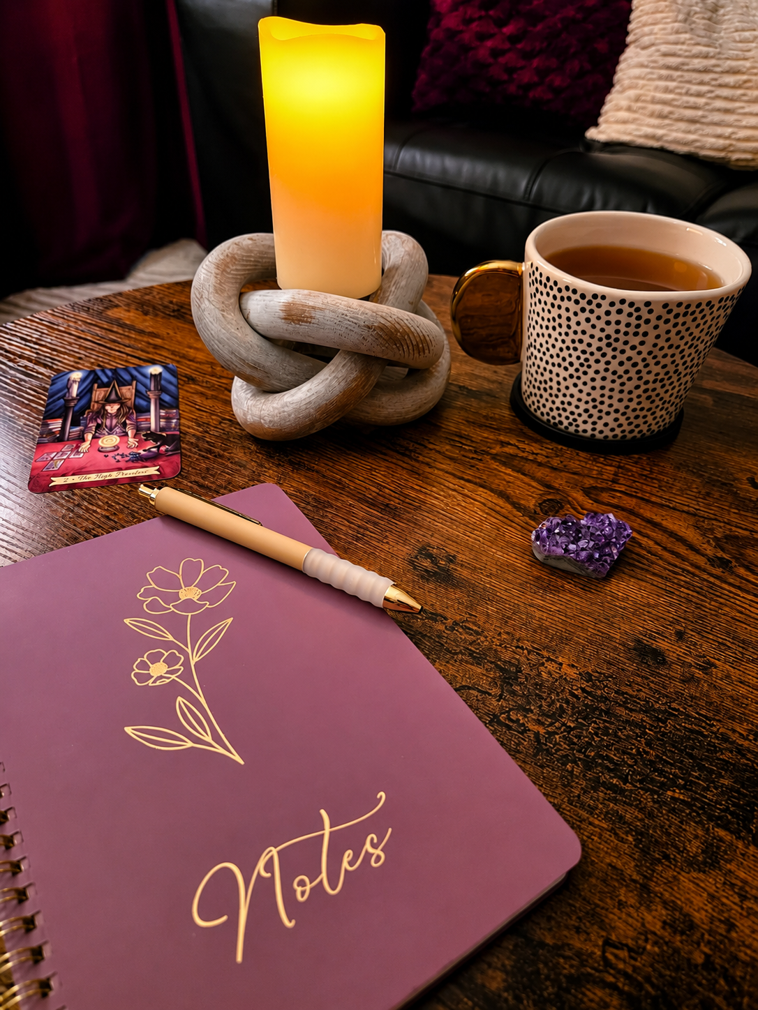 Candlelit journey and intuitive tools representing Katie Wessels' private Psychic AF and intuitive development program in Westminster, Colorado