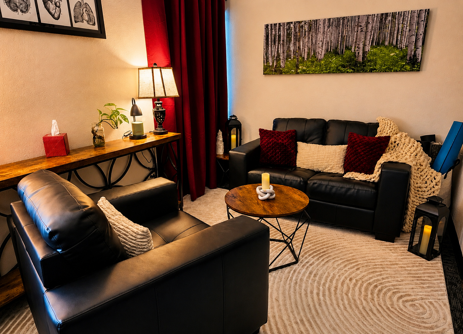 Cozy private office setting for one-on-one luxury intuitive guidance sessions in Westminster, Colorado