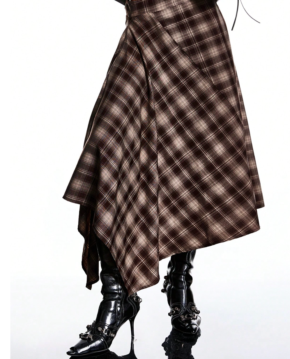 Ruth Brown Plaid Skirt