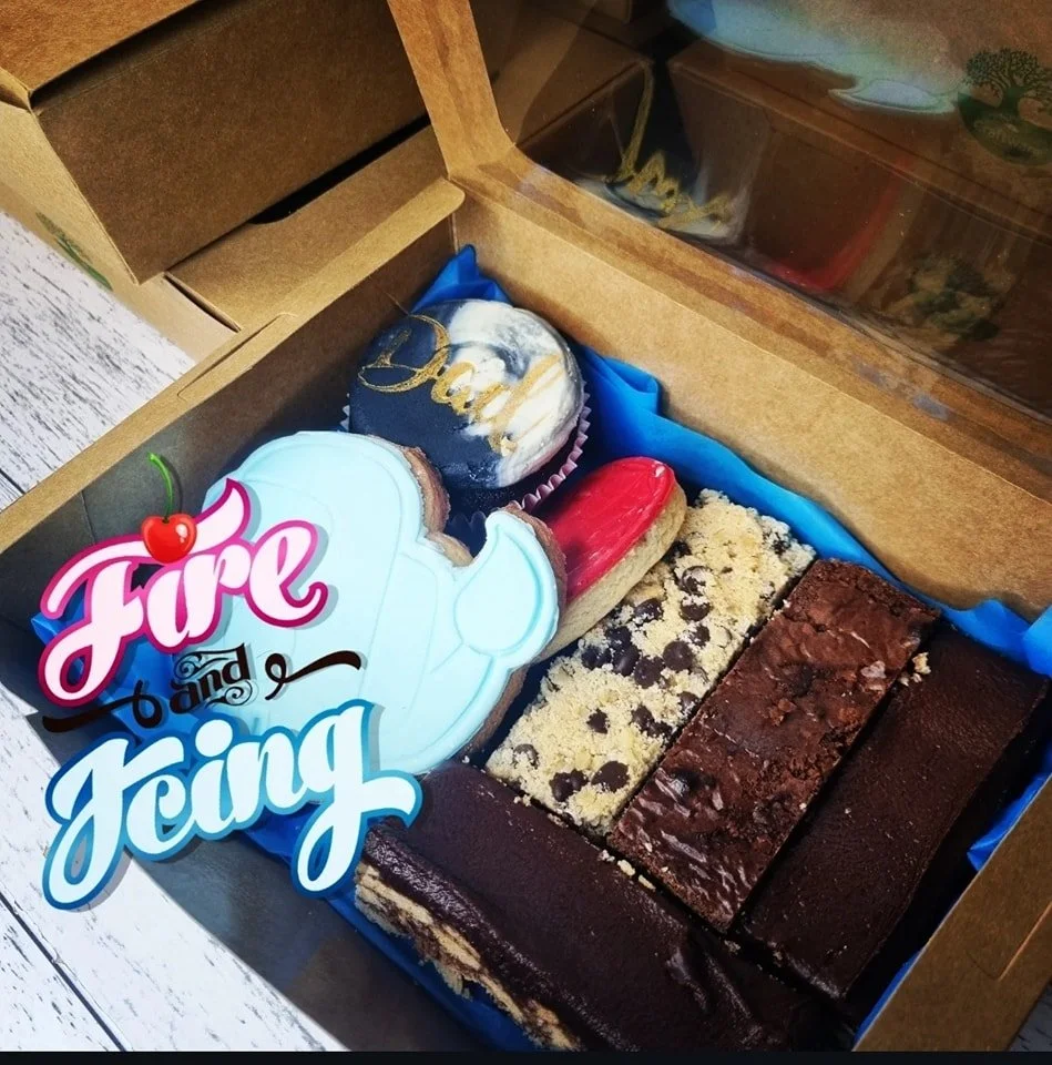 Happy Father's Day!! 

We have 10 boxes of these Father's Day treat boxes available today, $25 each pick up only. Message through if you want any. They contain 4 mixed slices, 2 cookies, and 1 cupcake. 
There is 1 box of just 6 cupcakes available as 