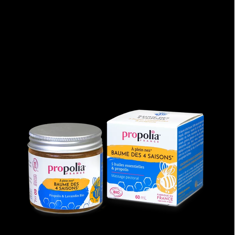 Baume des 4 saisons® certifié Bio Propolis, Lavandin & Romarin, le pot de 60ml