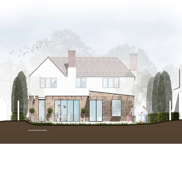 Contemporary house extension incorporating a modern twist on a traditional style property. The scheme utlises reclaimed materials with crisp detailing creating drama through simple form. We can assist in home rennovations so please get in touch!#jbvj