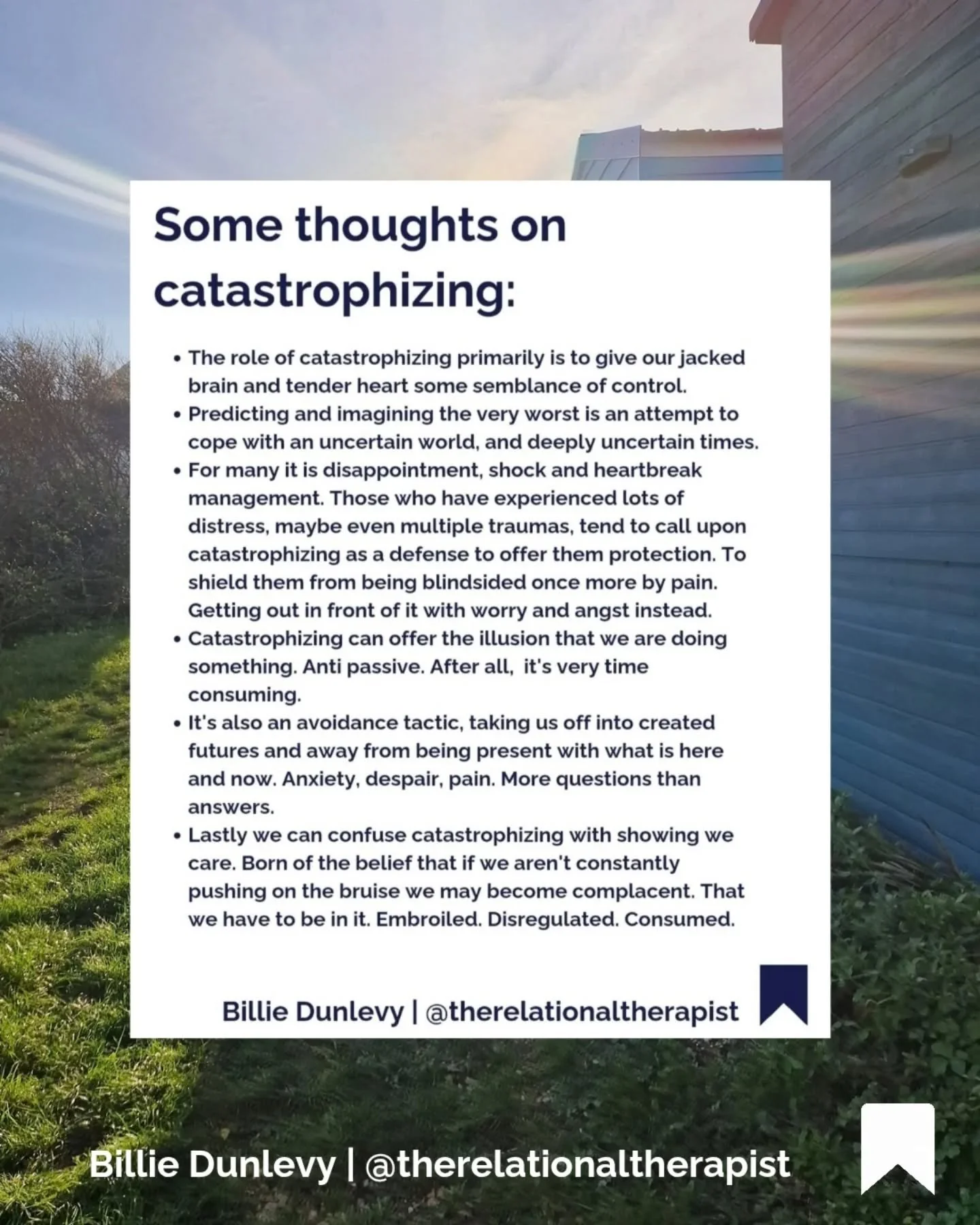 You're allowed to not live inside your wounds and the wounds of others. It doesn't mean you don't care or that it didn't impact you 💙

#catastrophizing #ruminating #control #uncertainty #therapyhelps #relationships #relationalhealing