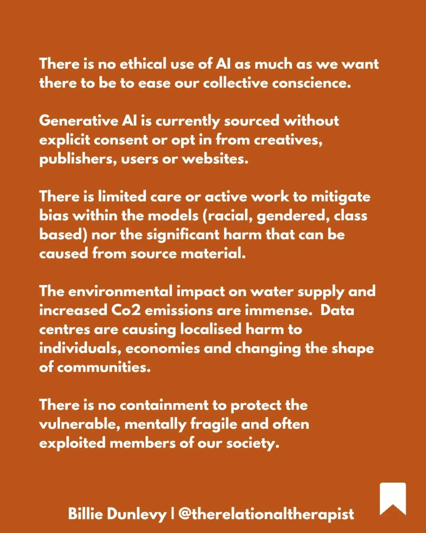 Harm reduction is all we have. 🧡

Ask yourself: Do I really need to use AI in this moment?  Repeat. Daily.

#openai #generativeai #copywriter #ethics #mentalhealth #cognitivedissonance