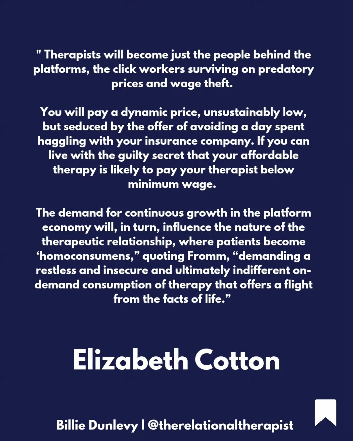 I've spoken before on my page loads about the rise in therapy platforms and the lack of critical thinking or discernment they encourage in exchange for affordable therapy.

The disembodied therapist users get to detach from their humaness who are stu