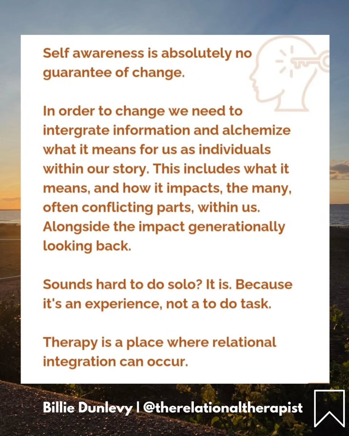Another self help podcast or saved post from an influencer wannabe therapist? 

Or an opportunity for lasting, meaningful change? 🧡

P.s. Too self aware for therapy isn't a thing.

#onlinetherapy 
#therapistsofinstagram 
#relationalhealing 
#makingc