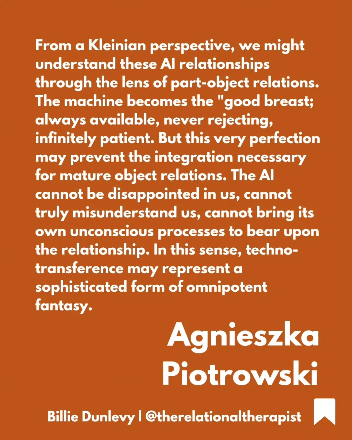 The all powerful early developmental state of an unconscious belief that we can possess unlimited power over ourselves and our environment is used by the infant to manage feelings of helplessness and anxiety. Here Piotrowski likens the use of AI to r